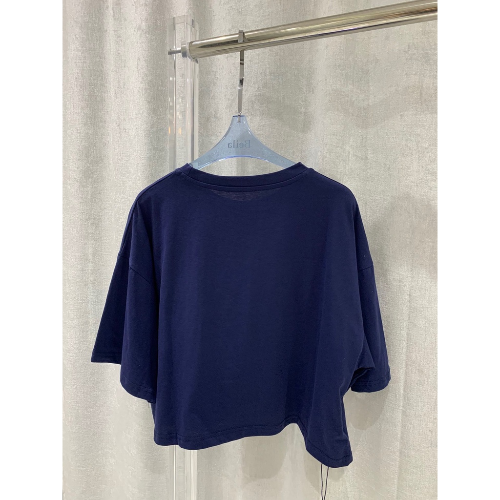 gpjh-miu-miu-2023-spring-and-summer-new-new-color-dark-blue-letter-cloth-decorative-logo-round-neck-five-quarter-sleeve-t-shirt-fashion-all-match
