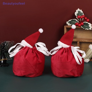 [Beautyoufeel] ถุงขนม ผ้ากํามะหยี่ ลายซานตาคลอส สีแดง สําหรับใส่ของขวัญคริสต์มาส 2023 Navidad