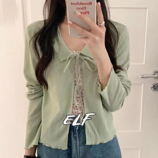 เสื้อแจ็กเก็ตคาร์ดิแกน ผ้าชีฟอง แบบบาง ขนาดเล็ก แฟชั่นฤดูใบไม้ร่วง สไตล์เกาหลี