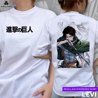 LEVI Regular or Oversize T-Shirt by AIZENSKYE | ATTACK ON TITAN Anime by Black & White Manila Unisex_01