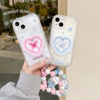 เคสโทรศัพท์มือถือ กันกระแทก ลายผีเสื้อ พร้อมสายคล้องมือ สําหรับ Apple IPhone 14 Pro Max 13 Pro Max 12 Pro Max 11