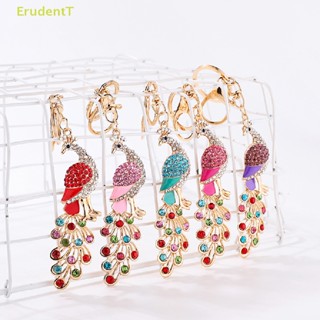 [ErudentT] พวงกุญแจ จี้รูปนกยูง ประดับเพชรเทียม หลากสีสัน สําหรับห้อยกระเป๋า