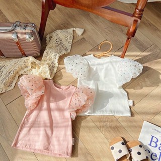 PRETTY BABY🧸พร้อมส่ง🧸เสื้อยืดเด็กผู้หญิง เสื้อเด็ก แขนตุ๊กตาน่ารัก(680)