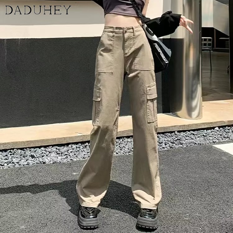 daduhey-2023-new-hong-kong-style-japanese-multi-pocket-trousers-loose-straight-pants-pure-color-all-matching-casual-cargo-pants-overalls