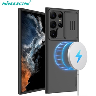 Nillkin เคสโทรศัพท์มือถือ ซิลิโคน ผ้าไหม แม่เหล็ก สําหรับ Samsung Galaxy S23 Ultra S23 Ultra Magsafe