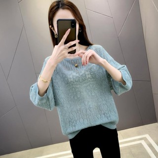 [Fashion Recommendation] เสื้อแขนสั้น ผ้าเรยอน แบบถัก แบบบาง ฉลุลาย แฟชั่นฤดูใบไม้ผลิ สําหรับผู้หญิง