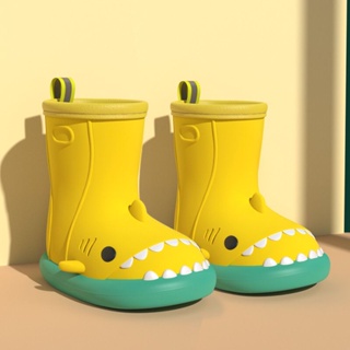 รองเท้ากันฝน การ์ตูนฉลาม แอนติสกิด น่ารัก ความเป็นบิดา กันน้ํา รองเท้าบูทกันฝน