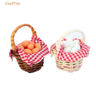 Cooltoy โมเดลตะกร้าไข่เป็ดจิ๋ว ลายสก๊อต สีแดง สําหรับตกแต่งบ้านตุ๊กตา 1:12 1 ชุด