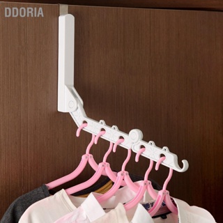 Ddoria ไม้แขวนเสื้อ แบบพับได้ 5 รู พับเก็บได้ สีขาว สําหรับแขวนเสื้อโค้ท เสื้อผ้าซักรีด