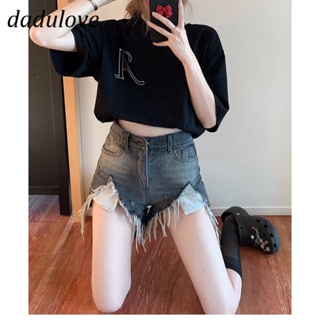 DaDulove💕 New American Style Retro Washed Denim Shorts High Waist Ripped A- line Pants Large Size Hot Pants