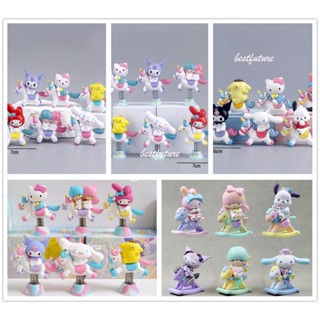 ตุ๊กตาฟิกเกอร์ Sanrio Kuromi Cinnamoroll My Melody Hello Kitty ของเล่นสําหรับเด็ก