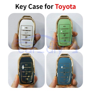 TPU Key Case Car Remote Cover With Keychain For Toyota Wildlander RAV4 Prado Levin Avalon Fortuner Yaris Camry Corolla Vios Luxury Gold Edge Edition Protective Shell