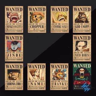 Aird โปสเตอร์กระดาษคราฟท์ ลายอนิเมะ One Piece Luffy 1.5 Billion Bounty สไตล์วินเทจ สําหรับตกแต่งผนัง
