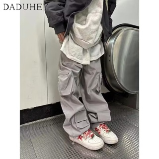 DaDuHey🔥 2023 Summer Ins High Street Retro All-Matching Washed Cotton Casual Pants Mens and Womens American-Style Fashion Multi-Pocket Loose Straight Cargo Pants