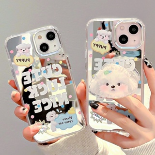 เคสโทรศัพท์มือถือ TPU ป้องกันเลนส์กล้อง ปิดด้านหลัง ลายลูกสุนัขบลัชออนน่ารัก สําหรับ Iphone 11 12 13 14 Pro Max