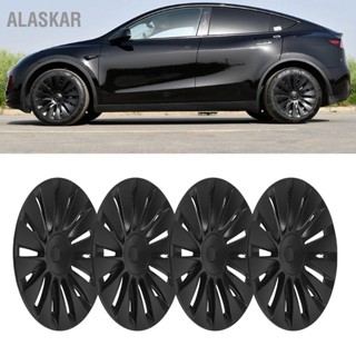 ALASKAR 4PCS 19in ฝาครอบดุมล้อสีดำด้านสปอร์ตฝาครอบล้อสำหรับ Tesla รุ่น Y 2020 ถึง 2023