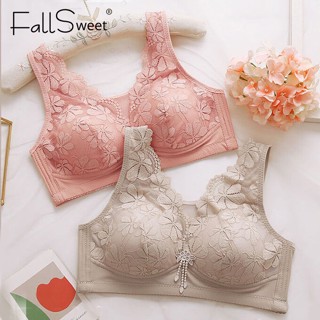 Fallsweet เสื้อชั้นใน บราลูกไม้ ไร้สาย คัพบาง นิ่ม ไซส์ Pllus B C D