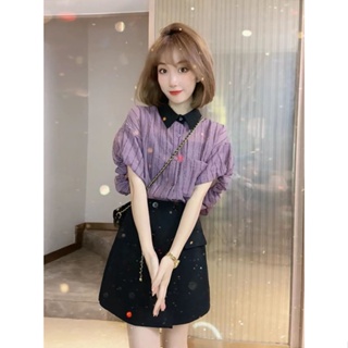 A new summer suit for women, simple to cover meat, advanced sense of temperament, fashion, age-reducing skirt, two sets of women