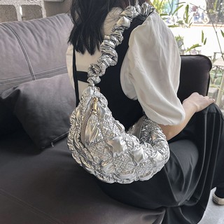 Carlyning style cozy soft M กระเป๋าสะพายไหล่ ผ้าฝ้าย แบบนิ่ม ลายก้อนเมฆ สไตล์คาร์ลีน แฟชั่นสําหรับสตรี