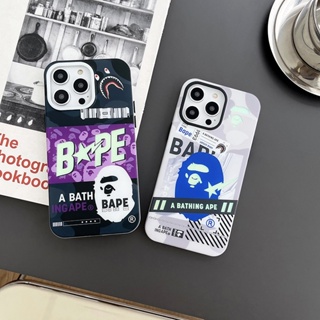 เคสโทรศัพท์มือถือแฟชั่น เนื้อแมตต์ ลายเลเซอร์ BAPE สําหรับ iPhone 14 Pro Max 13 12 Pro Max iPhone11