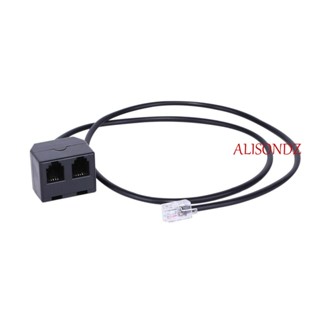 Alisondz อะแดปเตอร์สายโทรศัพท์มาตรฐาน 4P4C Rj9 Adapter 2 Female To 1 Male