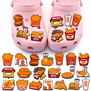 อุปกรณ์เสริม จี้การ์ตูน Cola Food Jibitz Crocs Popeyes Fries Jibbits แฮมเบอร์เกอร์ ไก่ทอด สําหรับผู้หญิง