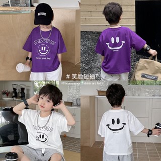 [Do Re Mi] เสื้อแขนสั้นผ้าฝ้ายหลวมใหม่สำหรับเด็กผู้ชาย