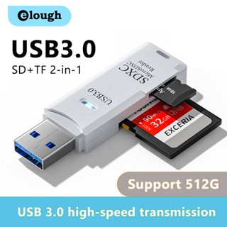 Elough 2 in 1 อะแดปเตอร์การ์ดรีดเดอร์ USB 3.0 เป็นการ์ดรีดเดอร์ SD TF ความเร็วสูง