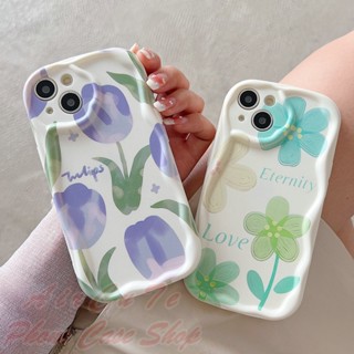 เคส iPhone 14 13 12 11 Pro Max X XR XS Max 8 7 6 6S Plus iPhone14 14ProMax iPhone13 13ProMax iPhone12 12ProMax iPhone11 11ProMax iPhone8 iPhone7 iPhone6 iPhone6S Relief Cream Frame Tulip Flowers Soft Case