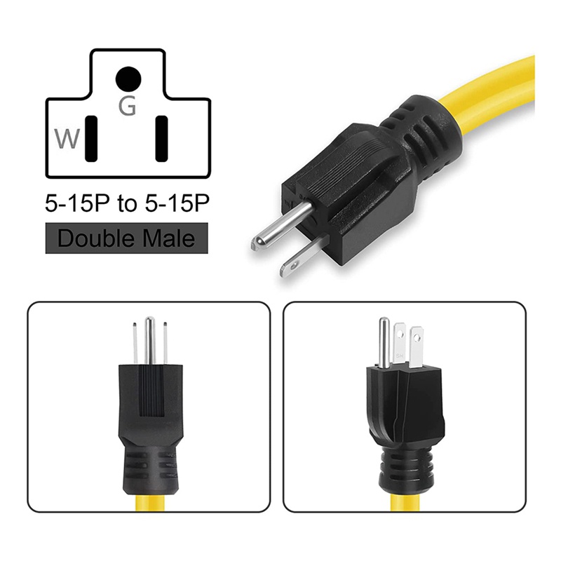 อะแดปเตอร์ปลั๊ก-2-ฟุต-3-ขา-เป็นปลั๊กตัวผู้คู่-12awg-125v-nema-5-15p-เป็น-5-15p-สําหรับสวิตช์ถ่ายโอน-rv