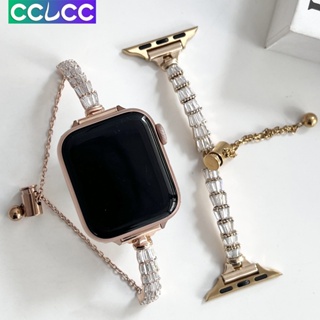Cclcc สายนาฬิกาข้อมือโลหะ ประดับเพชร วิบวับ แฟชั่น สําหรับ Apple watch Ultra Series 8 7 6 5 4 3 2 1 SE iWatch 49 มม. 45 มม. 41 มม. 44 มม. 40 มม. 42 มม. 38 มม.