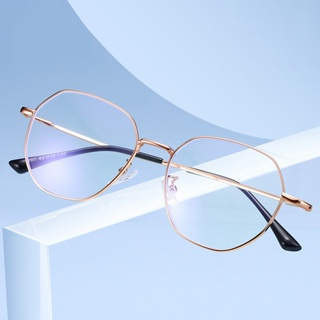 แว่นตาสายตาสั้น (0.5~6.0) แฟชั่นผู้หญิง ป้องกันแสงสีฟ้า กรอบแว่นตาโลหะ สี่เหลี่ยม สําหรับทุกเพศ
