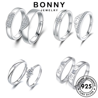 BONNY JEWELRY คู่รัก 925 เกาหลี เรียบง่าย แฟชั่น แหวน เครื่องประดับ มอยส์ซาไนท์ไดมอนด์ เครื่องประดับ ต้นฉบับ เงิน Silver แท้ M062