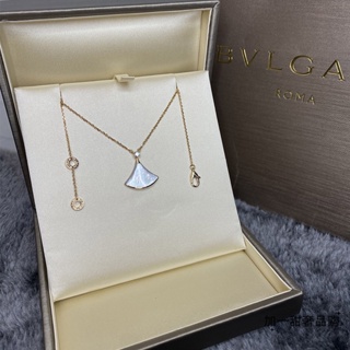 [พร้อมส่ง] Bvlgari สร้อยคอ จี้พัด ประดับไข่มุก ขนาดใหญ่ สีขาว สีโรสโกลด์ สําหรับแม่ และเด็ก