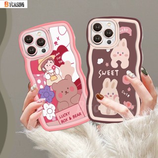 เคสโทรศัพท์มือถือ TPU ขอบหยัก ลายหมีน่ารัก สําหรับ Samsung A24 A04e M23 A14 A13 A04 A30s A21s A12 A02s A32 A03 A23 A04s A52s A22 A50 A53 A03s A52 A11 A31 A71 A51