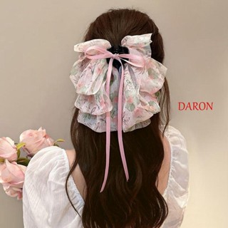 Daron กิ๊บติดผม ริบบิ้นโบว์ ดอกไม้ ผ้าชีฟอง แฟชั่น สําหรับมัดผมหางม้า