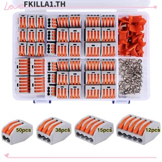 Faccfki ชุดอุปกรณ์เชื่อมต่อสายไฟ 2 3 4 5 พอร์ต 28-12 AWG สีส้ม 115 ชิ้น