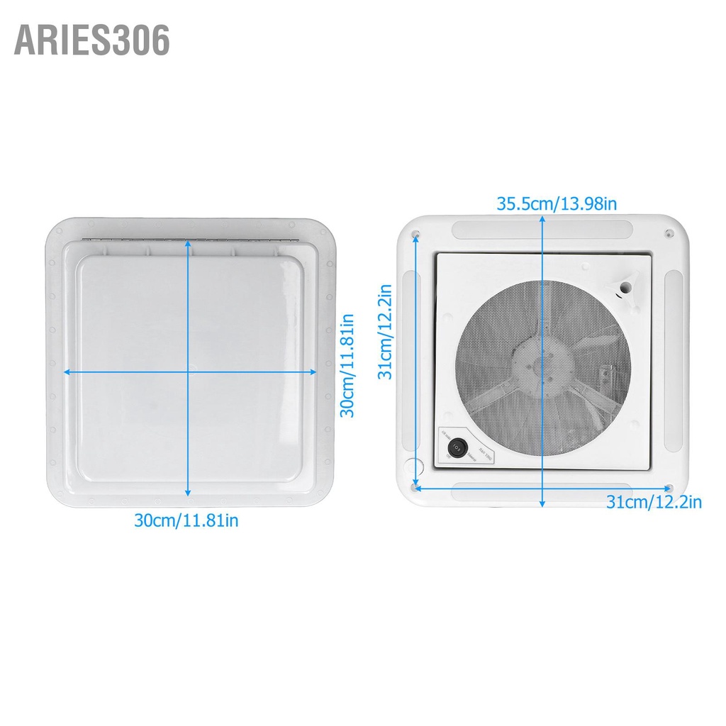 aries306-rv-พัดลมระบายอากาศหลังคา-12v-3-6w-พัดลม-exhuast-แบบพลิกกลับได้พัดลมเพดานระบายอากาศพร้อมไฟสำหรับเรือ