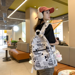 กระเป๋าเป้สะพายหลัง กระเป๋านักเรียน พิมพ์ลายการ์ตูนน่ารัก สไตล์เกาหลี สําหรับผู้หญิง