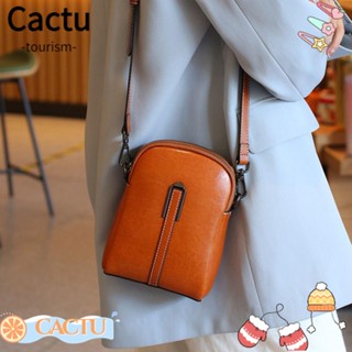 Cactu กระเป๋าสะพายไหล่ สะพายข้าง หนัง PU มีซิป ขนาดเล็ก สีแดง สําหรับใส่โทรศัพท์มือถือ ใช้ประจําวัน