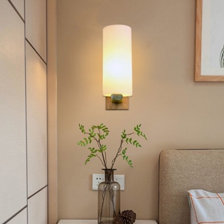 โคมไฟติดผนัง แบบไม้ สไตล์ญี่ปุ่น มินิมอล สําหรับตกแต่งห้องนอน ห้องนั่งเล่น