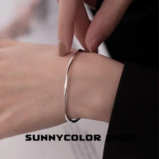 SUNNYCOLOR  ในระยะเวลาจํากัด เครื่องประดับ กําไลข้อมือ ชุบเงิน รูปคลื่น แฟชั่นสําหรับผู้หญิง A98N1HL