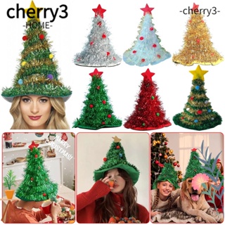 Cherry3 หมวกต้นคริสต์มาส ผ้าเรยอน ไม่ทอ แวววาว ของขวัญคริสต์มาส