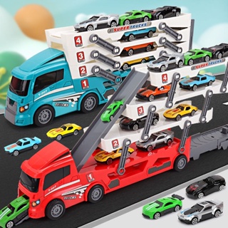 Spot second delivery# trailer toy childrens large container truck storage 4 alloy model small car racing boy toy car 3-6 years old 8cc