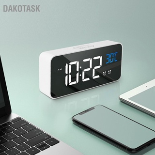  DAKOTASK นาฬิกาปลุก LED นาฬิกาไฟฟ้ามัลติฟังก์ชั่นที่สวยงามพื้นผิวกระจกเงานาฬิกาข้างเตียงเงียบสำหรับตกแต่งบ้านในห้องนอน