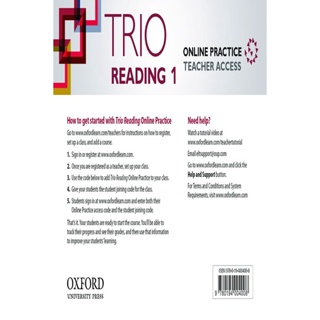 Bundanjai (หนังสือเรียนภาษาอังกฤษ Oxford) Trio Reading 1 : Online Practice Teacher Access Card