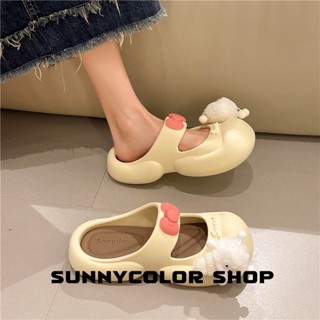 SUNNYCOLOR รองเท้าแตะ รองเท้าแฟชั่น สะดวกสบาย ฟชั่น ด้านล่างหนา 2023 ใหม่