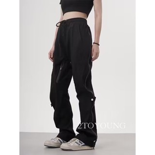 2TOYOUNG  กางเกงขายาว คาร์โก้ กางเกง เชือกอเมริกันคลาสิค Cargo pants 2023 NEW AG081223 Chic Comfortable ทันสมัย Trendy A90M0AA 36Z230909