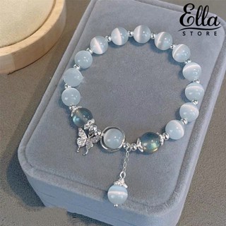 Ellastore123 สร้อยข้อมือ จี้โอปอลเทียม ผีเสื้อ ยืดหยุ่น น้ําหนักเบา เครื่องประดับ สําหรับผู้หญิง ของขวัญวันเกิด