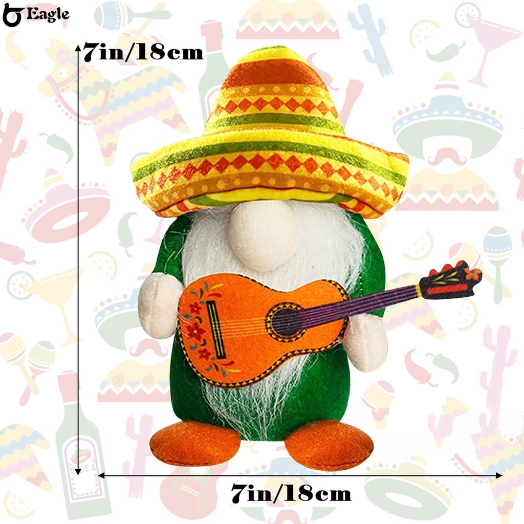 จัดส่ง-24-ชั่วโมง-ตุ๊กตาโนม-cinco-de-mayo-gnomes-fiesta-ขนาด-6-7x3-14-นิ้ว-สําหรับเม็กซิกัน-taco-tuesday